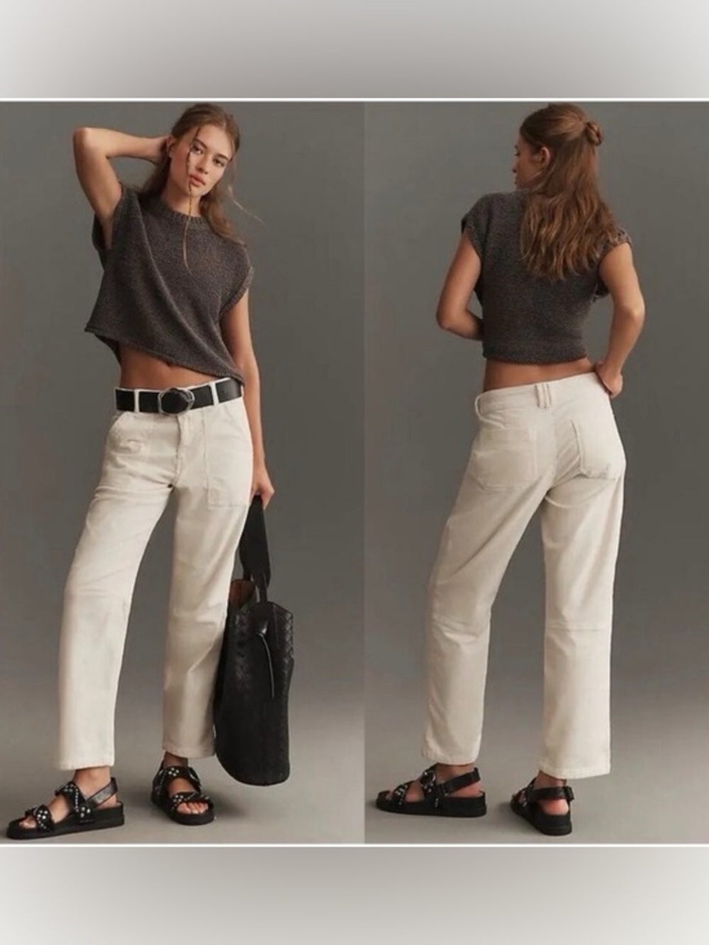 Pilcro Anthropologie Corduroy Pants Womens Ivory The Wanderer High Rise